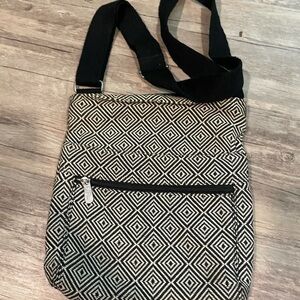 Thirty-One Black and White Diamond Crossbody Bag